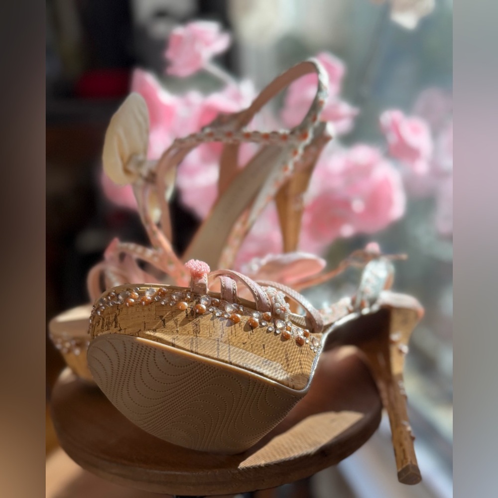 Custom HandAdorned OOAK Cork Platform Stilletto Women Runway Statement Heels 8.5 - Picture 16 of 16